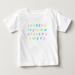Camiseta Para Bebê Pastel A-B-C's