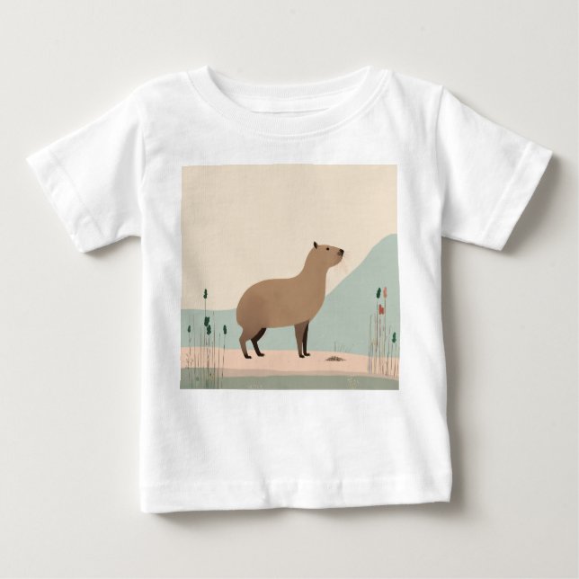 Camiseta Para Bebê Pastel Capybara Baby Tee (Frente)