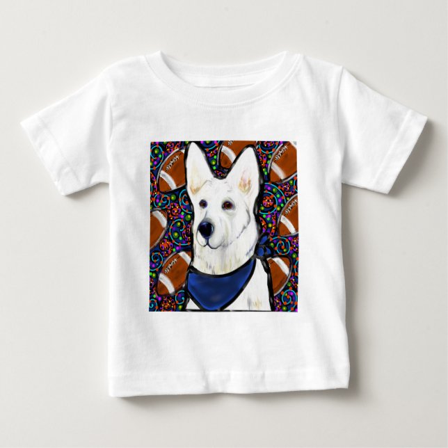 Camiseta Para Bebê Pastor Alemão Branco (Frente)