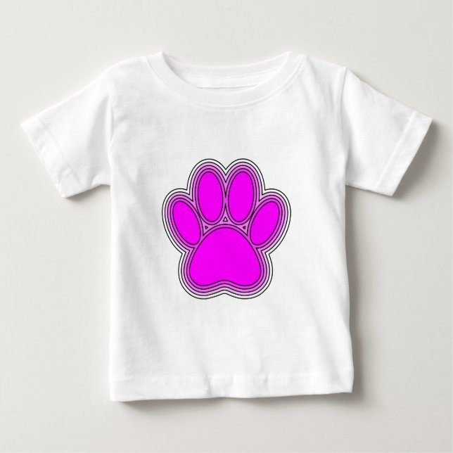 Camiseta Para Bebê Pata De Cachorro A Rosa Com Descrições (Frente)