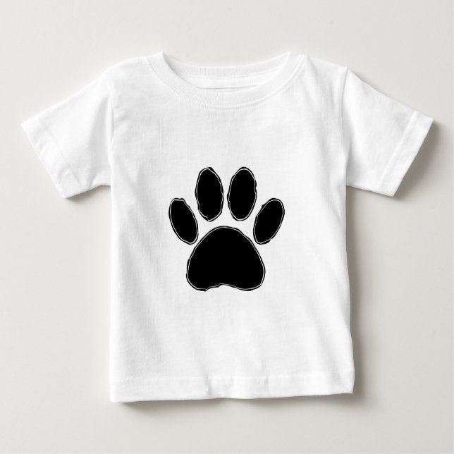 Camiseta Para Bebê Pata De Cães Desenhando Em Preto (Frente)