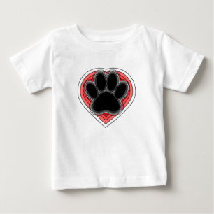 Camiseta Para Bebê Pata De Cães No Coração Vermelho Com Descriçõ