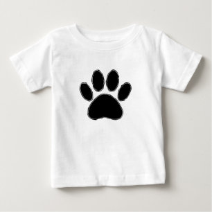 Camiseta Para Bebê Pata De Cão Desenhando Em Preto