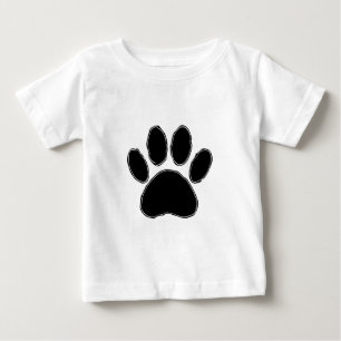 Camiseta Para Bebê Pata De Cão Desenhando Em Preto