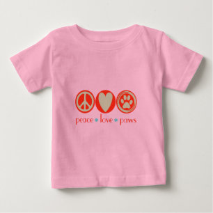 Camiseta Para Bebê Patas do amor da paz