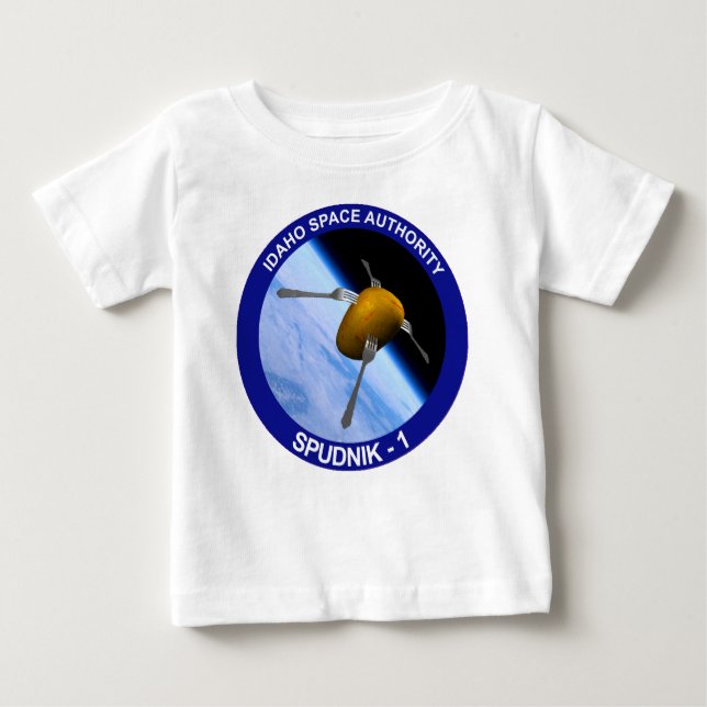 Camiseta Para Bebê Patch da Missão de Satélite Idaho Spudnik (Frente)
