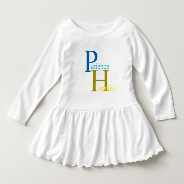 Camiseta Para Bebê Patience Toddler Vestido Branco (Frente)