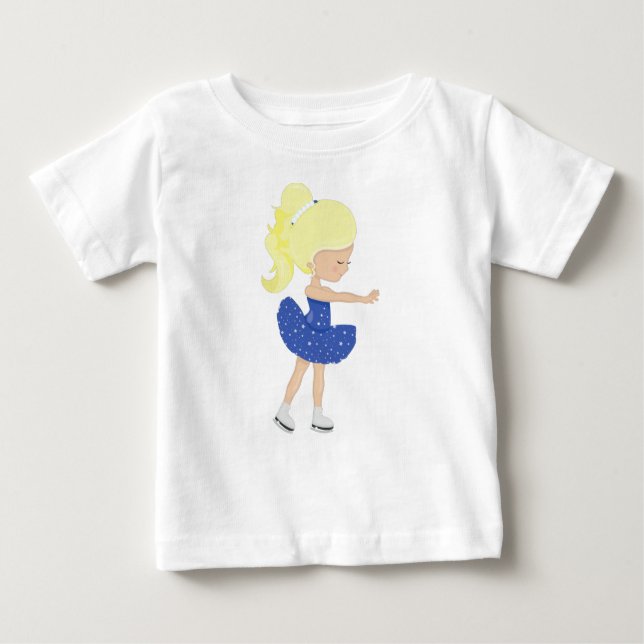 Camiseta Para Bebê Patinação Física, Garota Ice, Cabelo Loiro (Frente)