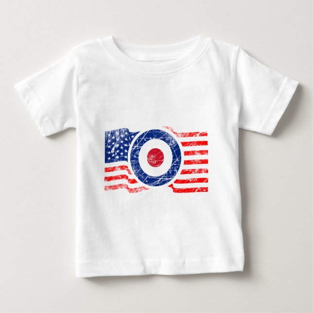 Camiseta Para Bebê Patinete-alvo Roundel Mods USA (Frente)