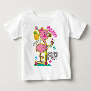Camiseta Para Bebê patinete de flamingo