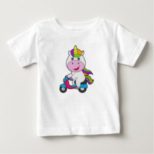 Camiseta Para Bebê Patinete Unicorn