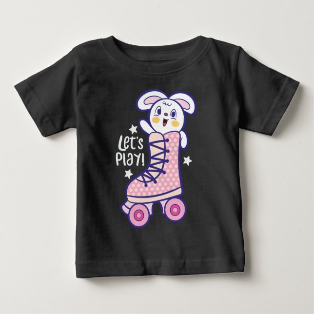 Camiseta Para Bebê Patins de Bunny (Frente)