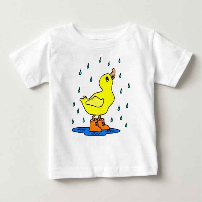 Camiseta Para Bebê Pato bonito na chuva (Frente)