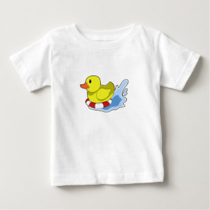Camiseta Para Bebê Pato com anel de Natação em água.PNG