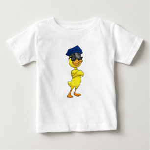Camiseta Para Bebê Pato como agente da polícia com boné da polícia