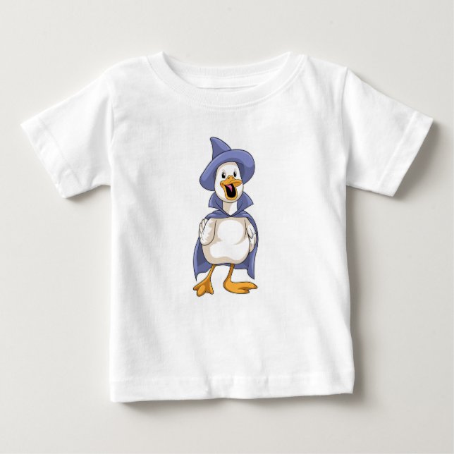 Camiseta Para Bebê Pato como bruxa com chapéu (Frente)