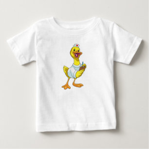 Camiseta Para Bebê Pato como enfermeira com coração