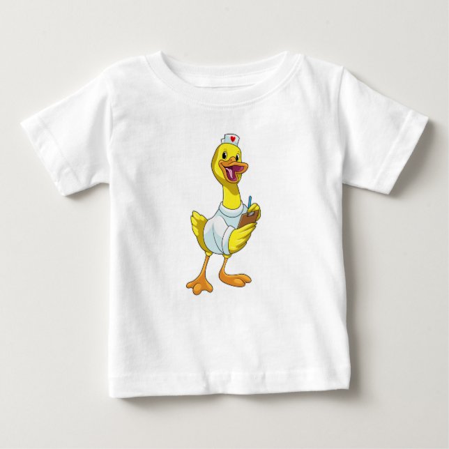 Camiseta Para Bebê Pato como enfermeira com coração (Frente)