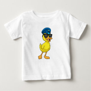Camiseta Para Bebê Pato como Piloto com chapéu Piloto