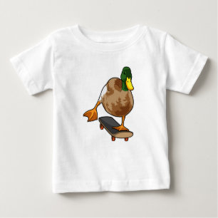 Camiseta Para Bebê Pato como skater com skate