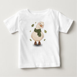 Camiseta Para Bebê Pato de desenho animado de outono aconchegante