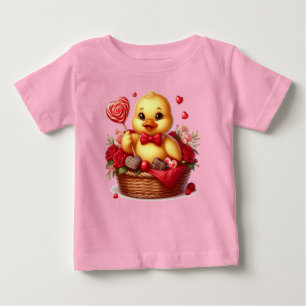 Camiseta Para Bebê Pato de Dia de os namorados cúbico/quintal