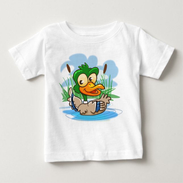Camiseta Para Bebê Pato de Mallard de Cartoon Bonito (Frente)