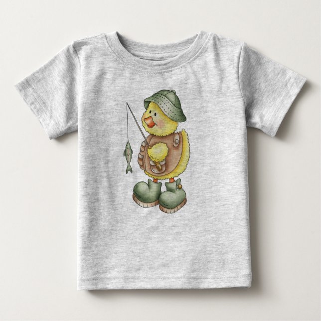 Camiseta Para Bebê Pato de Pesca (Frente)