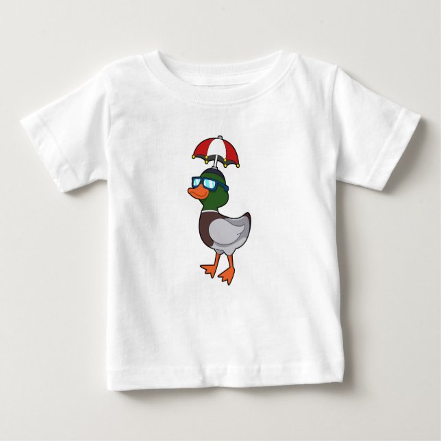Camiseta Para Bebê Pato em chuva com guarda-chuva.PNG (Frente)