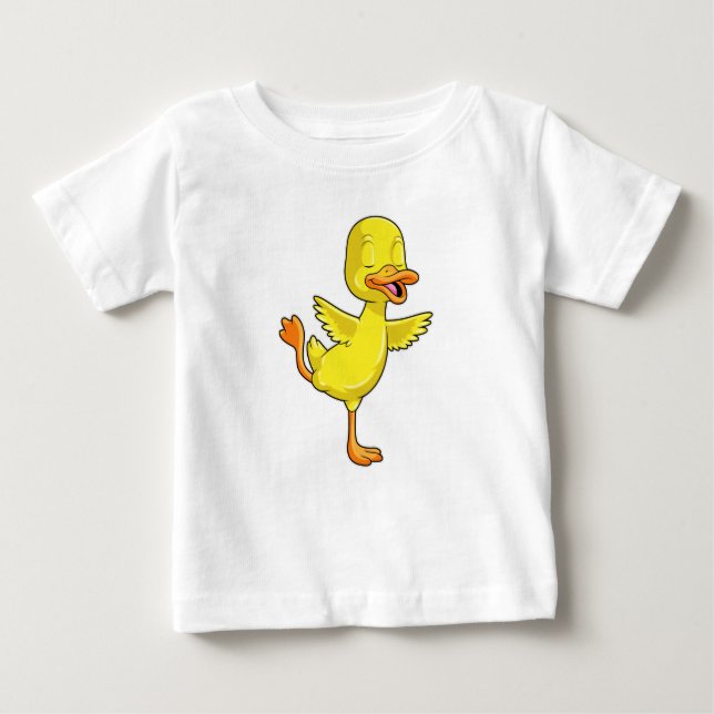 Camiseta Para Bebê Pato na Malhação de Yoga na perna (Frente)
