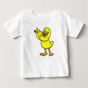 Camiseta Para Bebê Pato na Música com Flute