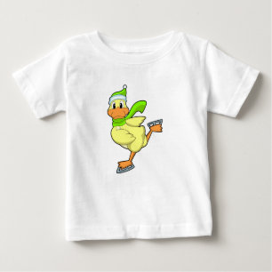 Camiseta Para Bebê Pato no gelo patinando com skates de gelo