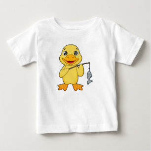 Camiseta Para Bebê Pato Pesca Pescado