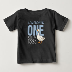 Camiseta Para Bebê Pato Tolo Azul Personalizado Primeiro Aniversário