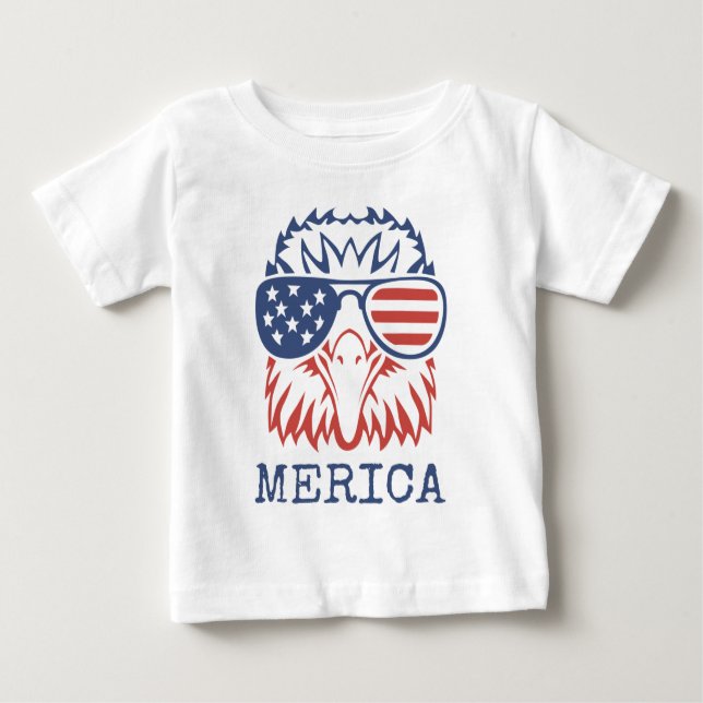 Camiseta Para Bebê Patriotic Eagle Merica 4th of July American Flag T (Frente)
