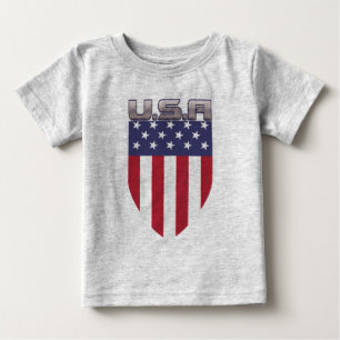 Camiseta Para Bebê Patriotic USA American Flag Shield