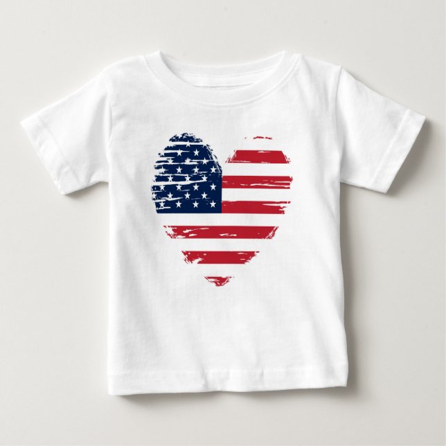 Camiseta Para Bebê Patriótico 4º de julho - Star Baby T shirt (Frente)