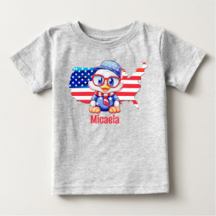 Camiseta Para Bebê Patriótico Adorável