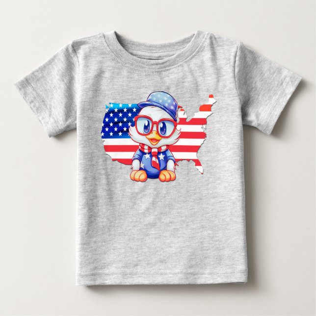 Camiseta Para Bebê Patriótico Adorável 2 (Frente)