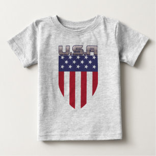Camiseta Para Bebê Patriótico americano Flag Shield