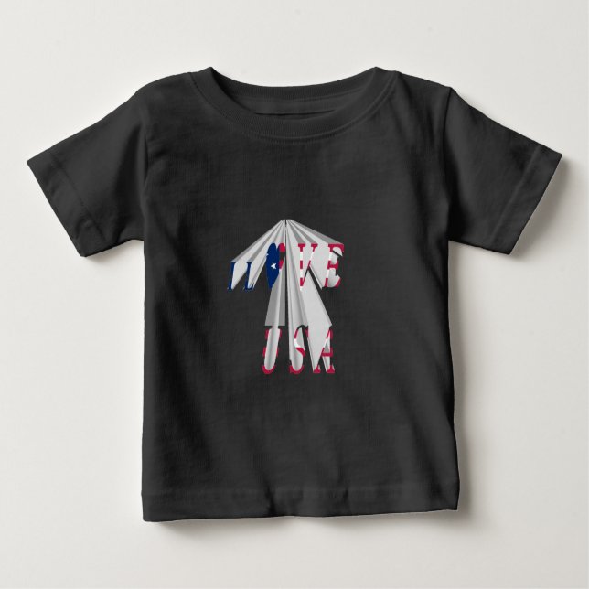 Camiseta Para Bebê Patriotismo Crescente: Eu Amo Arte Perspectiva dos (Frente)