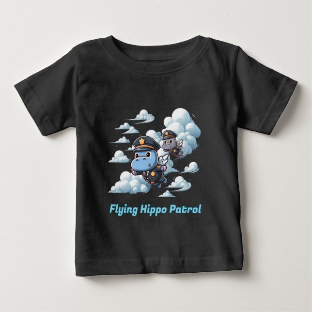 Camiseta Para Bebê "Patrulha do Hipopótamo Voador" (Frente)