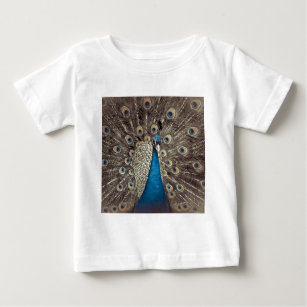 Camiseta Para Bebê Pavão Azul Antiquado