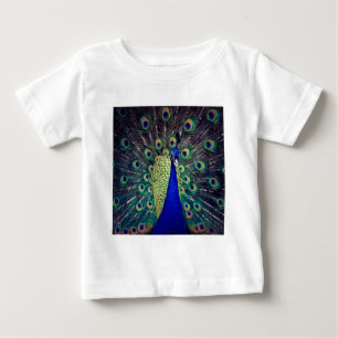 Camiseta Para Bebê Pavão Azul Cobalto