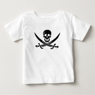 Camiseta Para Bebê Pavilha de Sinalizador Pirata com Espadas Cruzadas