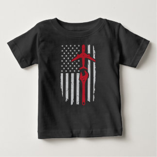 Camiseta Para Bebê Pavilhão americano da aeronave mecânica Roupa