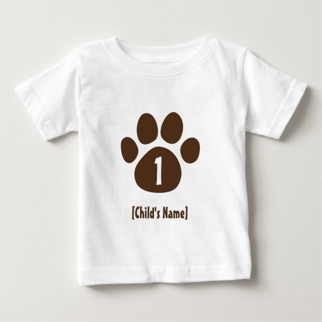 Camiseta Para Bebê Paw Print Birthday (Frente)