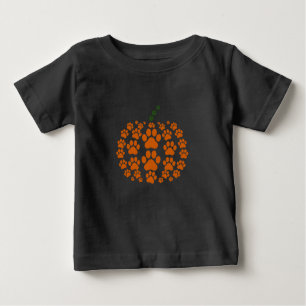 Camiseta Para Bebê Paw Pumpkin Paw Print Dog Ação de Graças