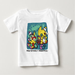Camiseta Para Bebê Paw-sitivamente Assustador Gatos Monstruosos de