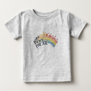 Camiseta Para Bebê Paws for All - Rainbow Paw Print Unity (Peças para